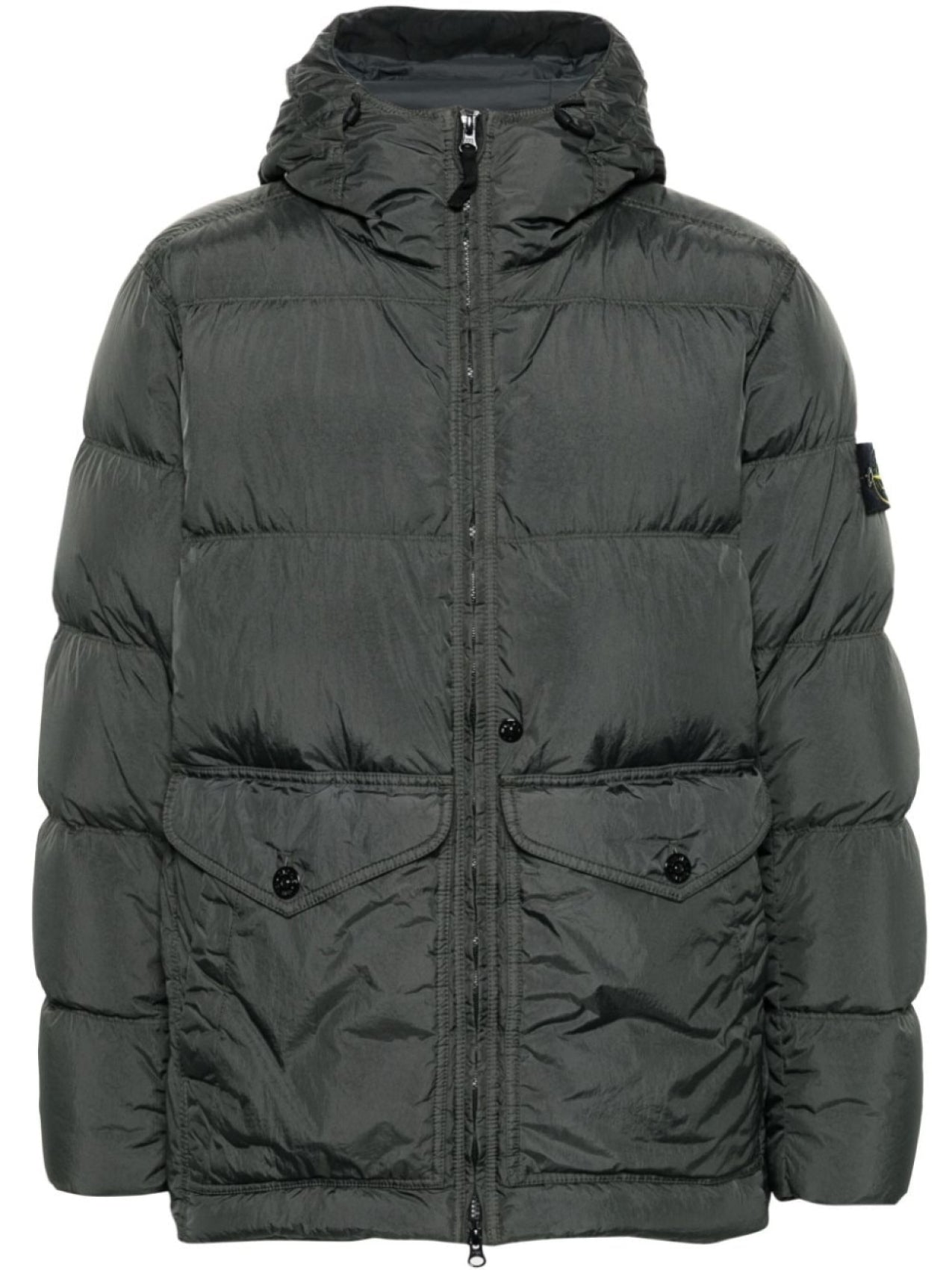 Stone Island Compass Icon Down Jacket, Gray