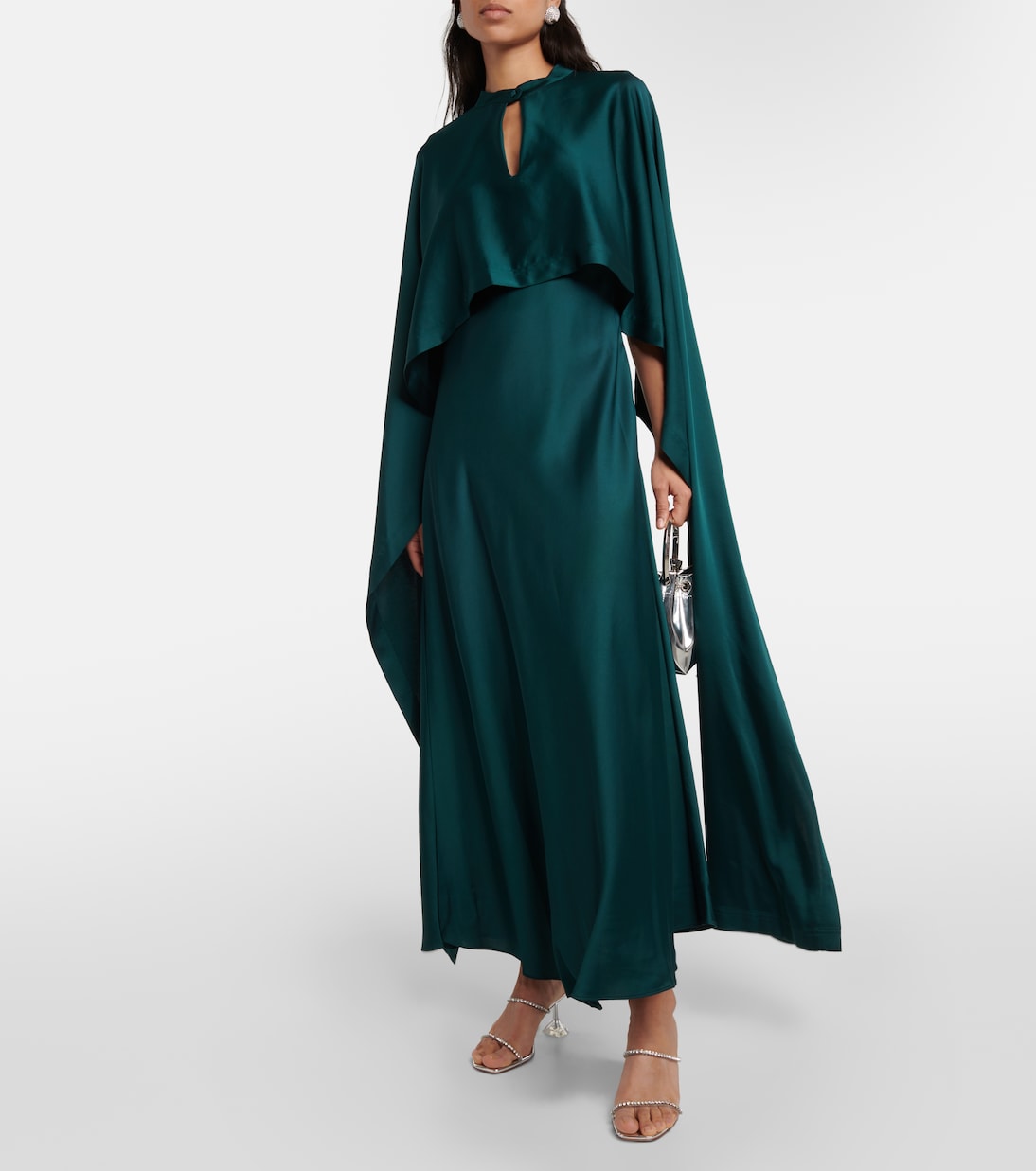 Amory dress with Simkhai cape, green