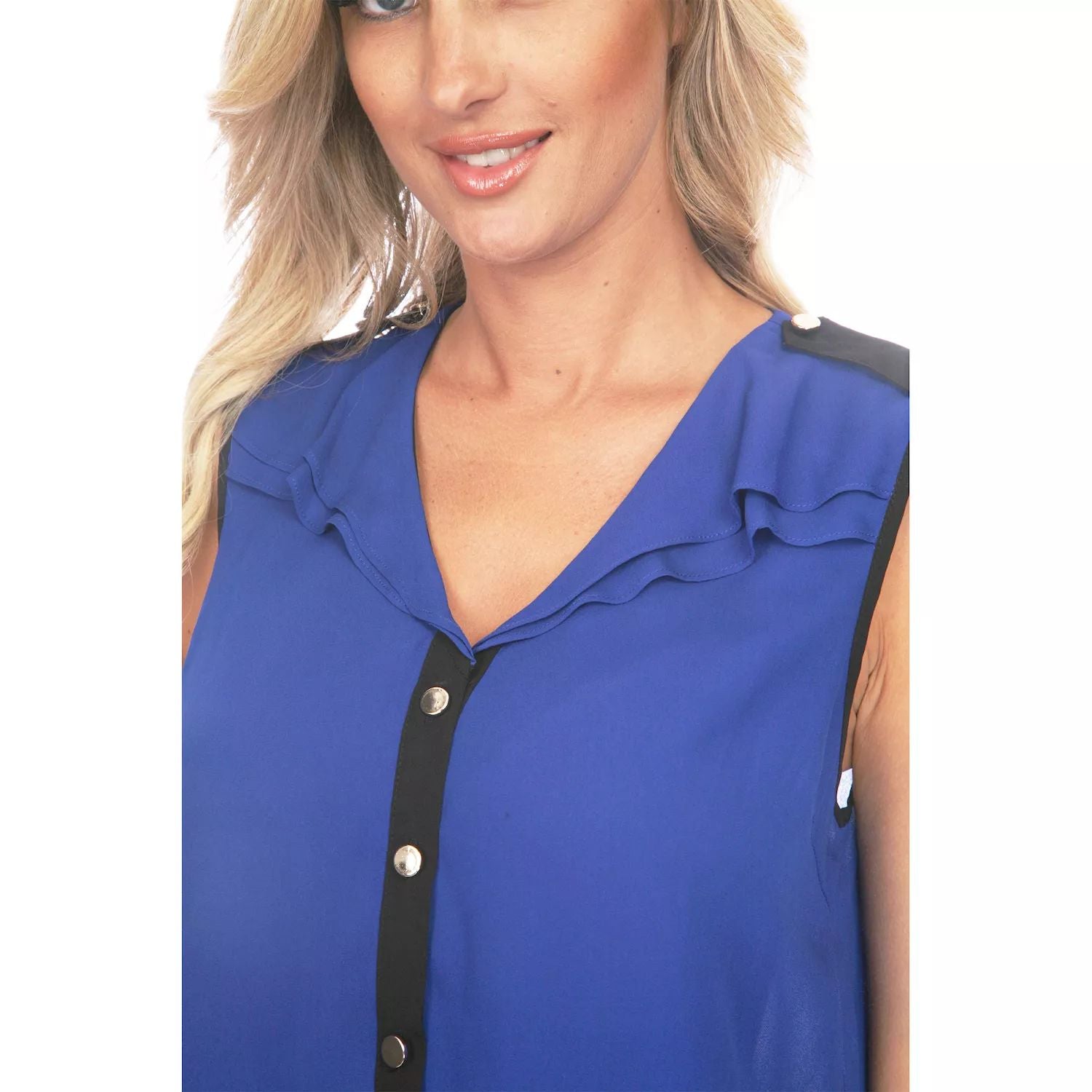 Women's sleeveless chiffon blouse with buttons WM Fashion, blue