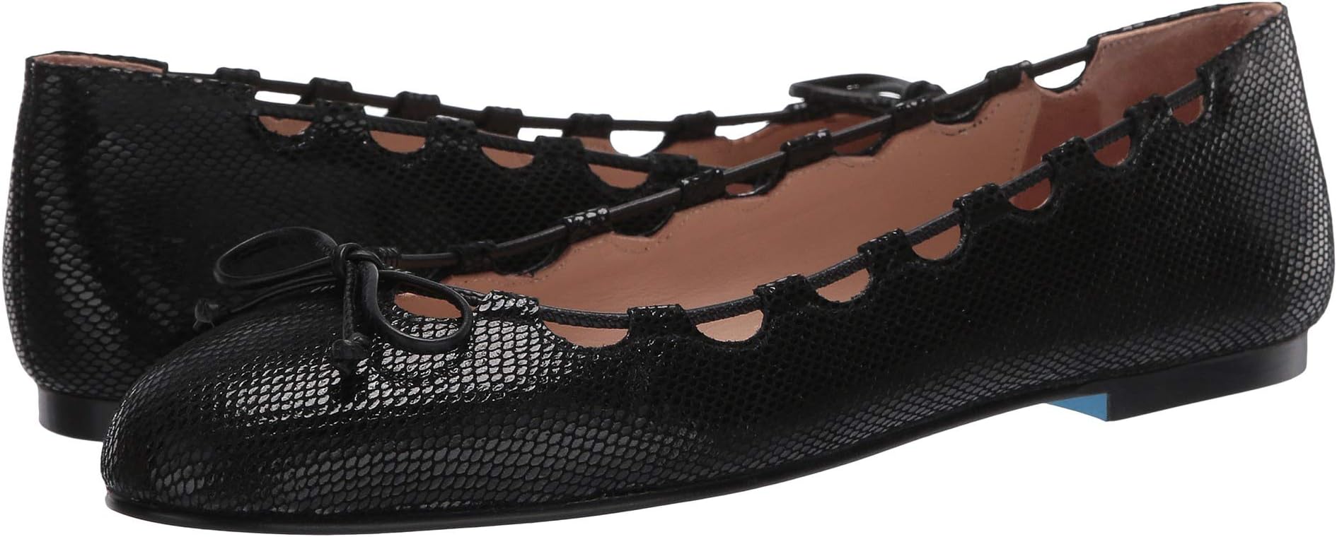 Nicky Hilton Ballet Flats - Charlott French Sole, Black Viper Print