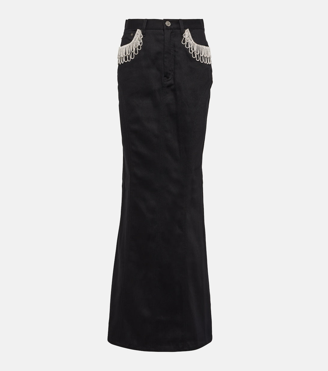 Denim maxi skirt with crystals ROTATE BIRGER CHRISTENSEN, black