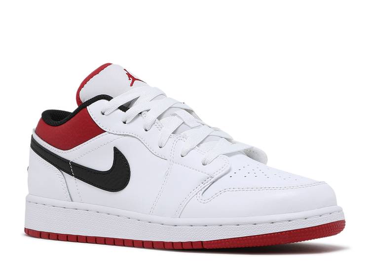 حذاء رياضي AIR JORDAN 1 LOW GS 'WHITE GYM RED'، أبيض