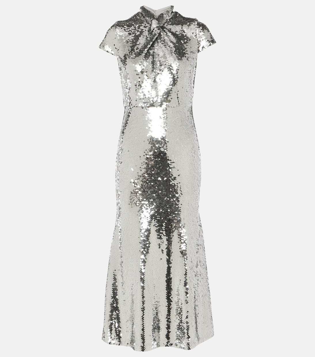 Self-Portrait sequin midi dress, silver