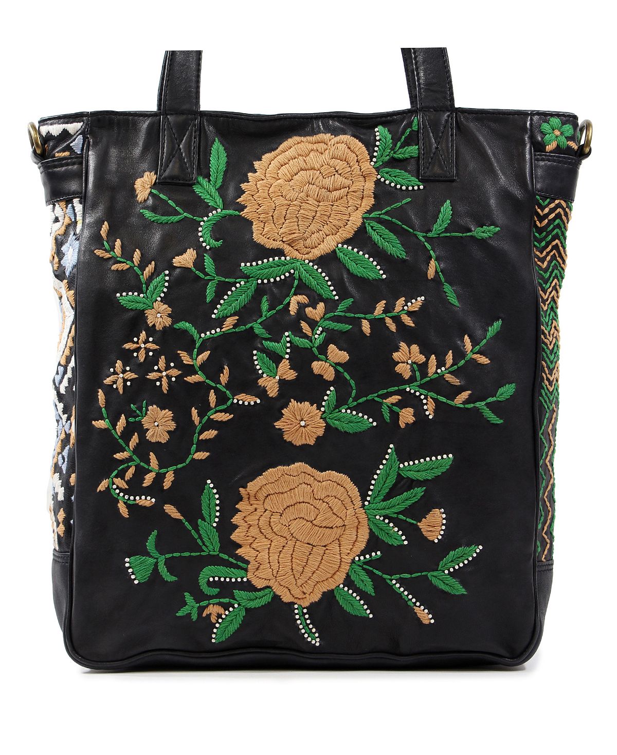 Women's large Flora Soul bag with hand embroidery OLD TREND, black