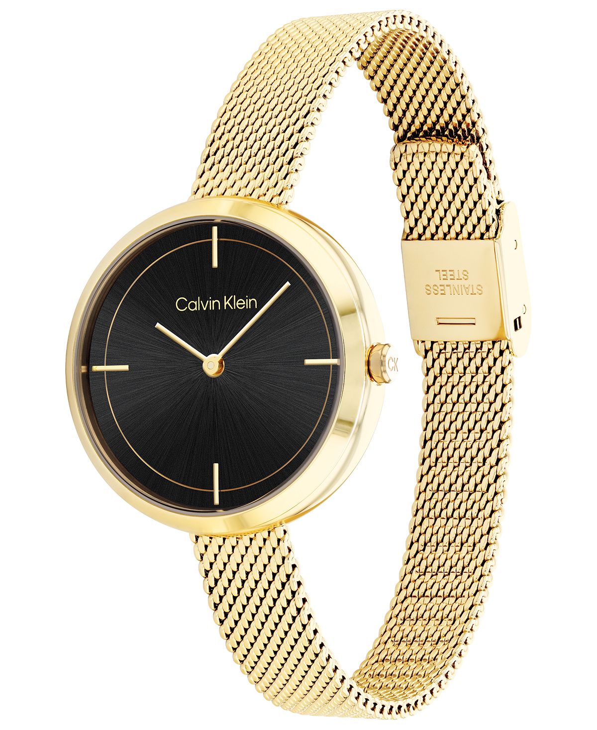 Women's Gold Stainless Steel Mesh Bracelet Watch 30mm Calvin Klein gold