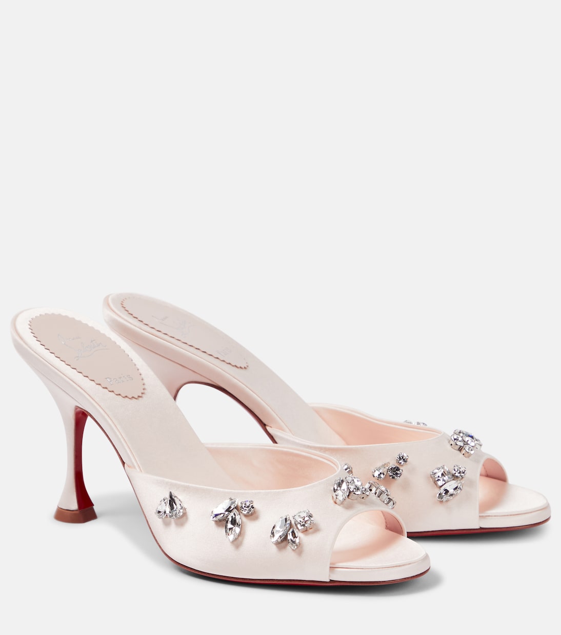 Christian Louboutin degraqueen 85 embellished crepe mule, pink