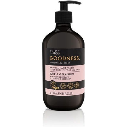 غسول اليدين Goodness Rose &amp; Geranium 500 مل من Baylis &amp; Harding