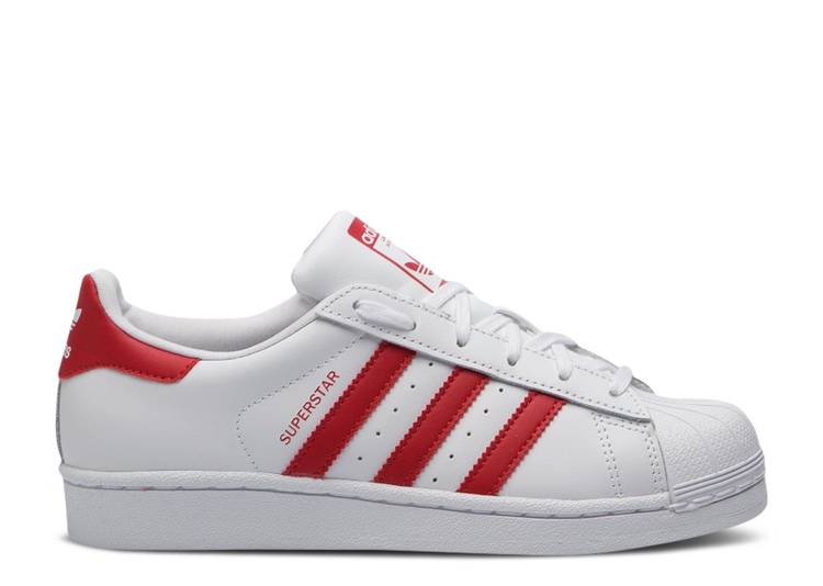 حذاء رياضي Adidas SUPERSTAR J 'WHITE SCARLET' باللون الأبيض