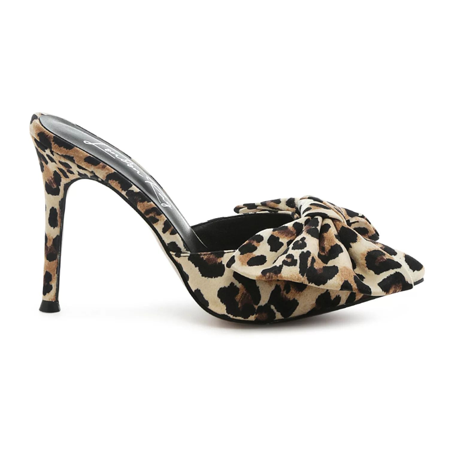 Joelle Women's London Rag Leopard Print Bow Tie High Heel Mules