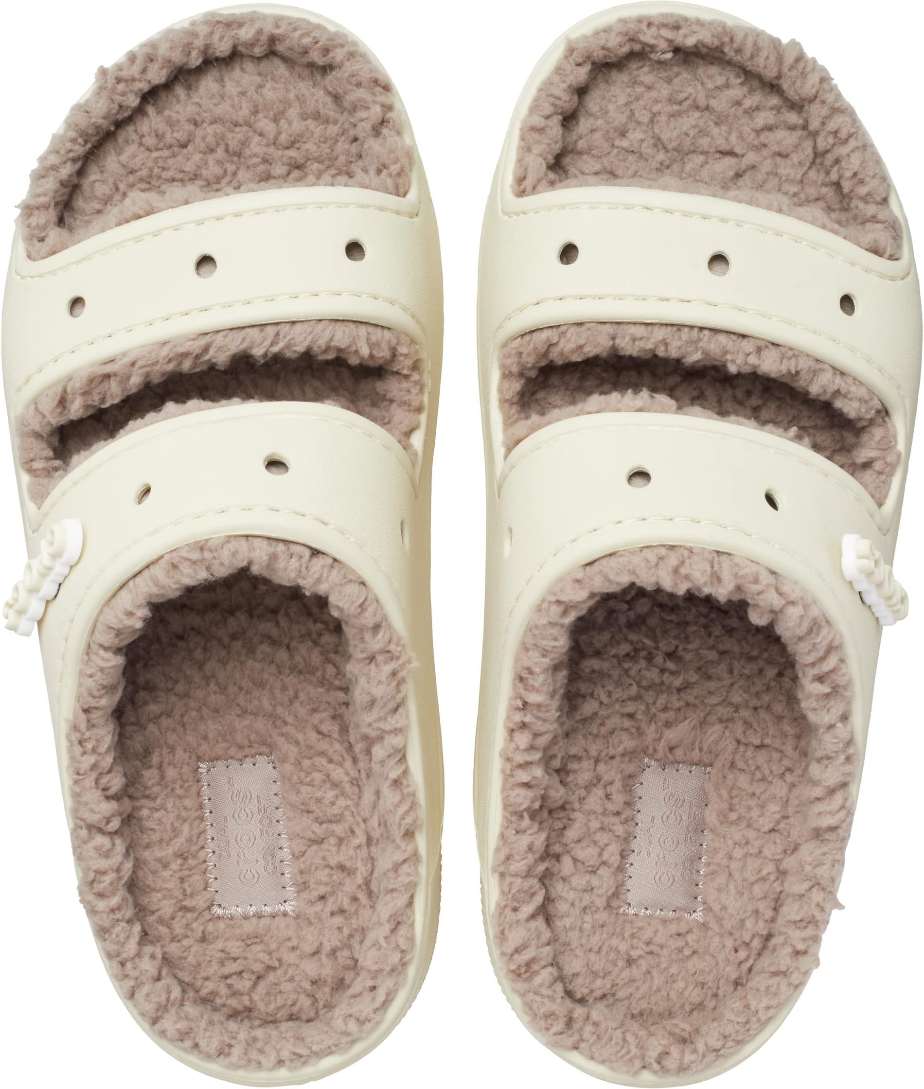 Classic Cozzzy Sandal Crocs Flat Sandal in Bone/Mushroom