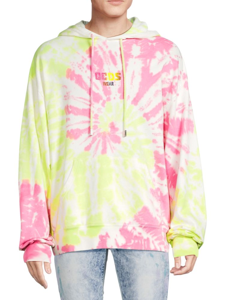 Gcds Tie Dye Pullover Hoodie, Pink Multi