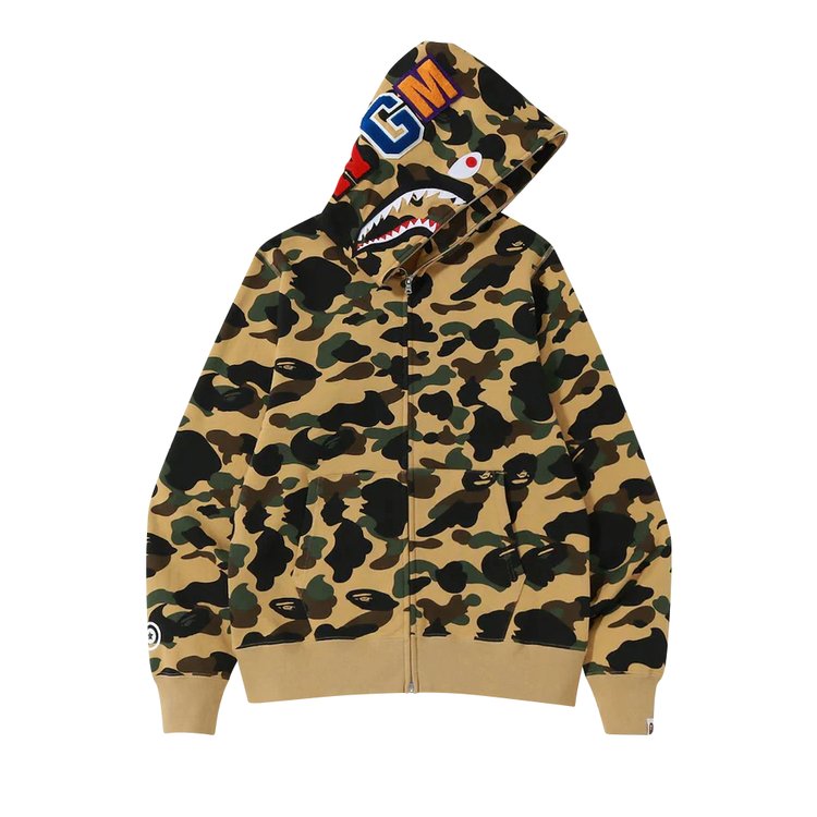 هودي BAPE 1st Camo Shark Full Zip 'Yellow' باللون الأصفر