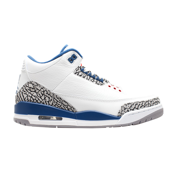 حذاء Air Jordan 3 Retro GS باللون الأزرق الحقيقي باللون الأبيض