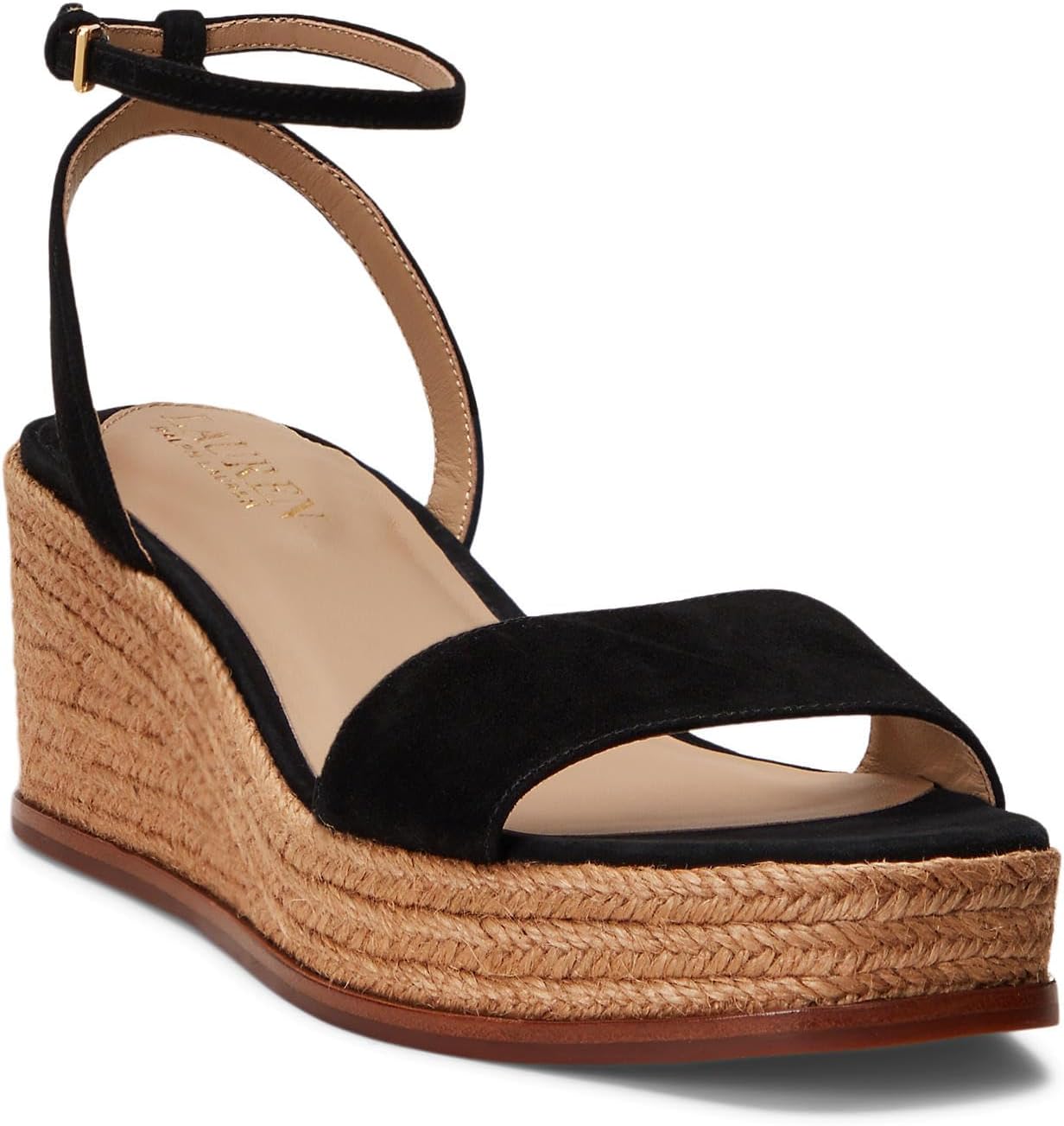 صندل Leona Suede Espadrille من LAUREN Ralph Lauren باللون الأسود