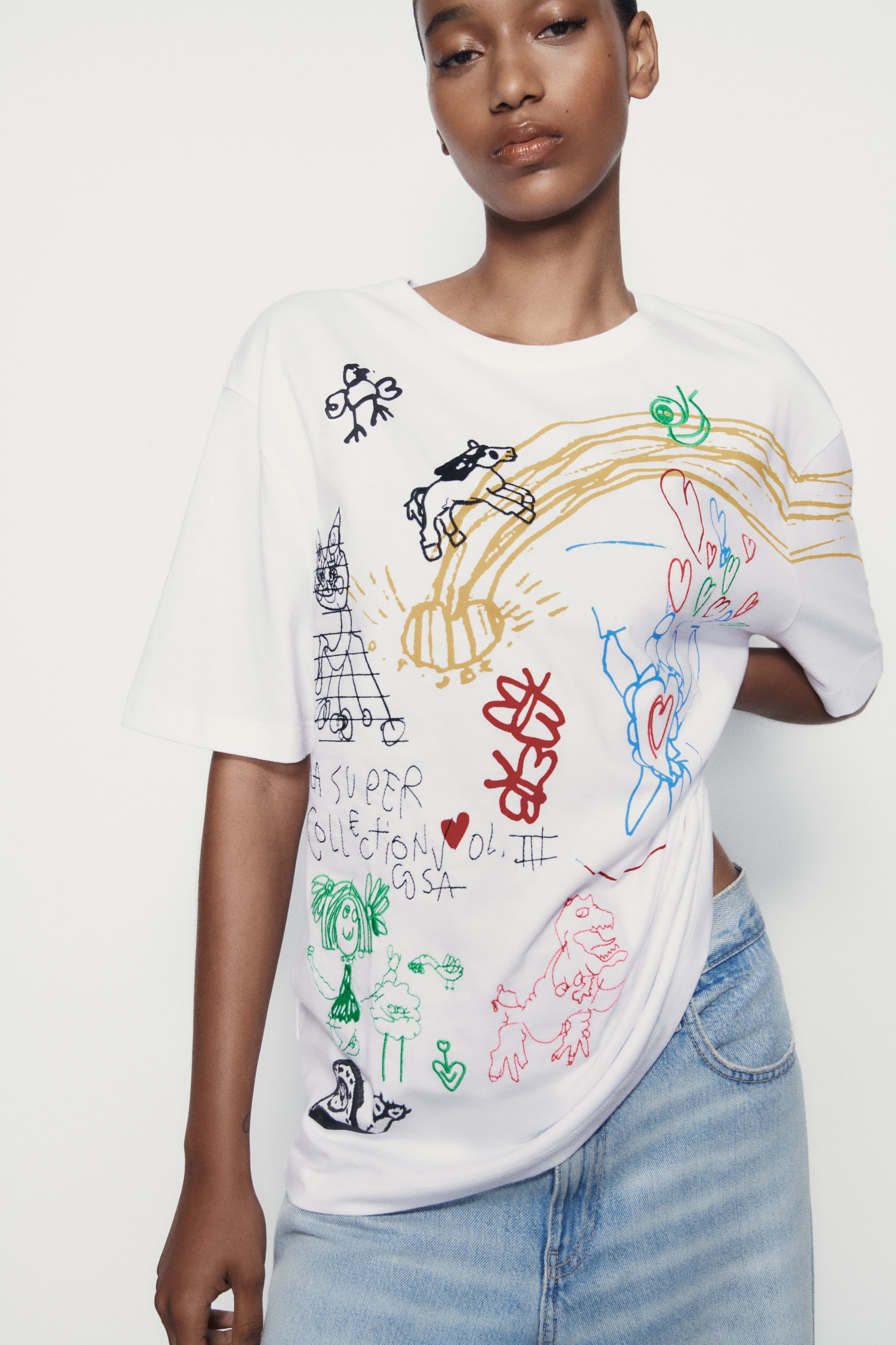 T-shirt with Zara embroidery, white