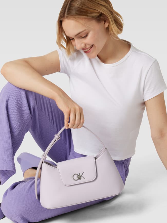 Handbag with label applique, model RE-LOCK Calvin Klein, lilac