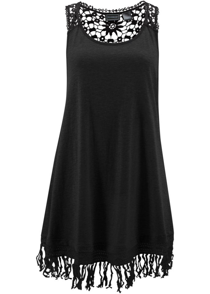 Rainbow Jersey Beach Dress, Black