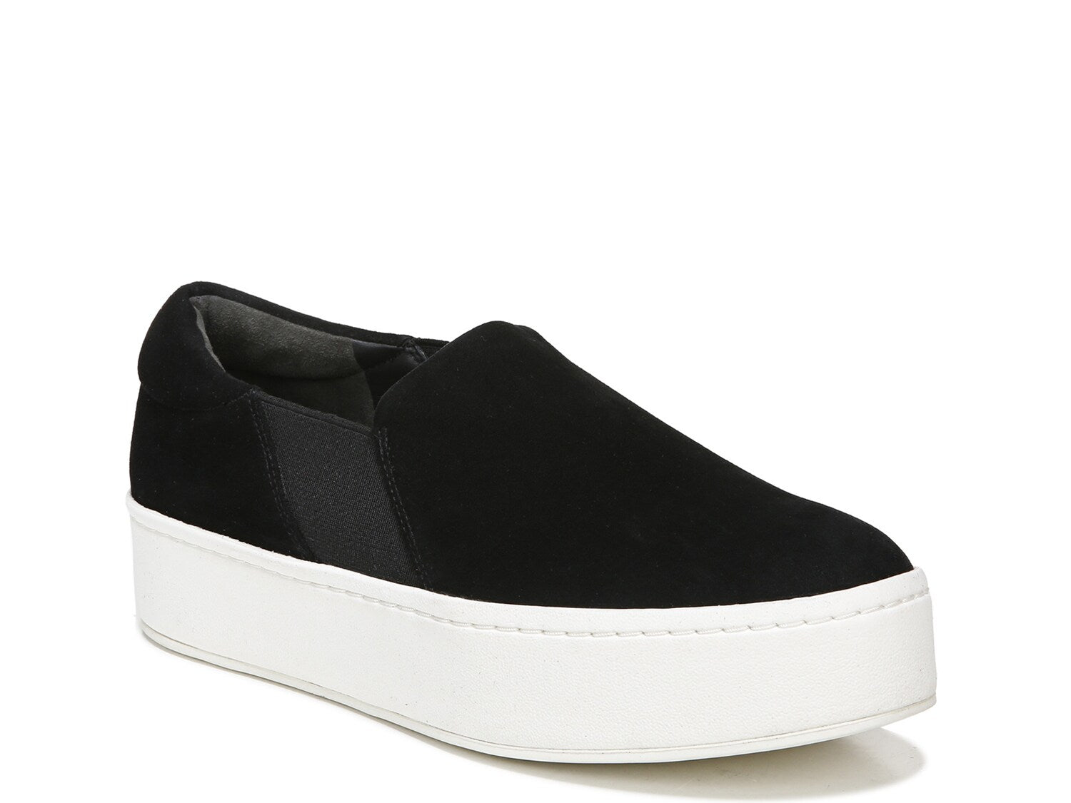 Women's Vince Warren suede slip-on sneakers on platform, black