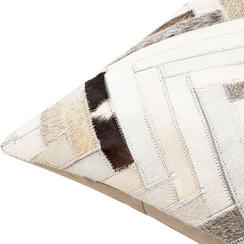 Zander Chevron Cowhide Throw Pillow, 20" x 20" Surya, Multi