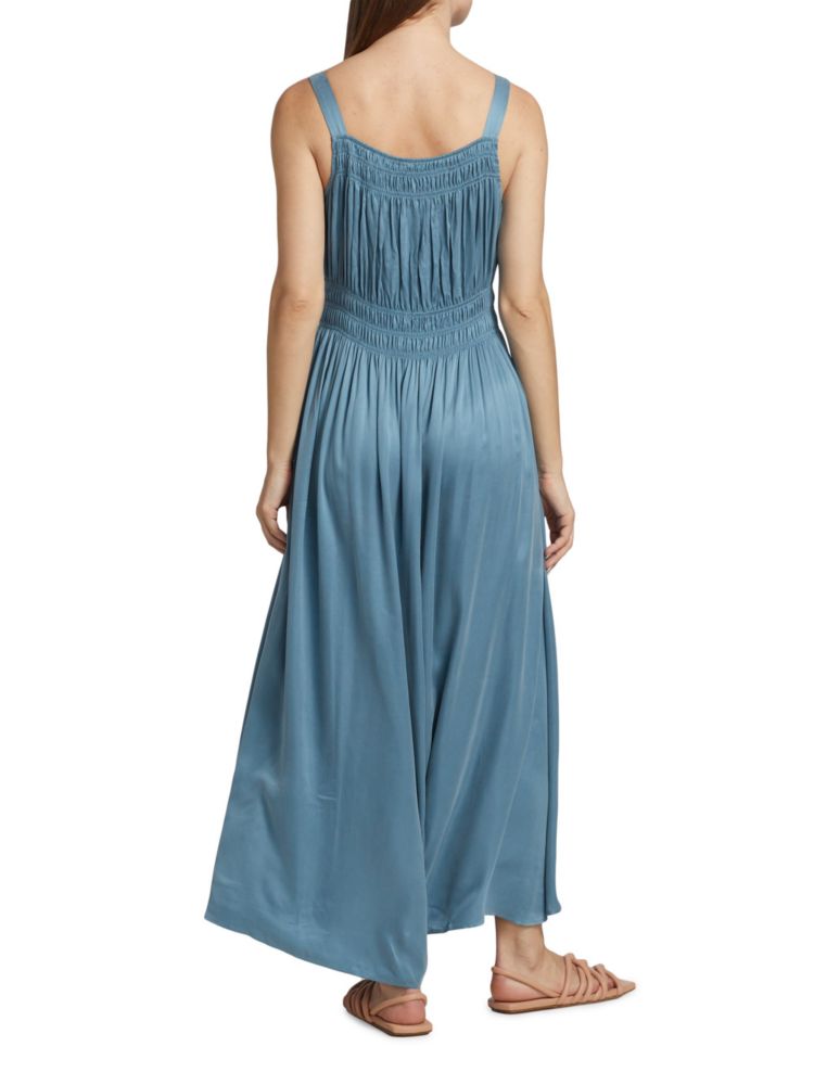 Surf Camp Elie Tahari ruched maxi dress, blue