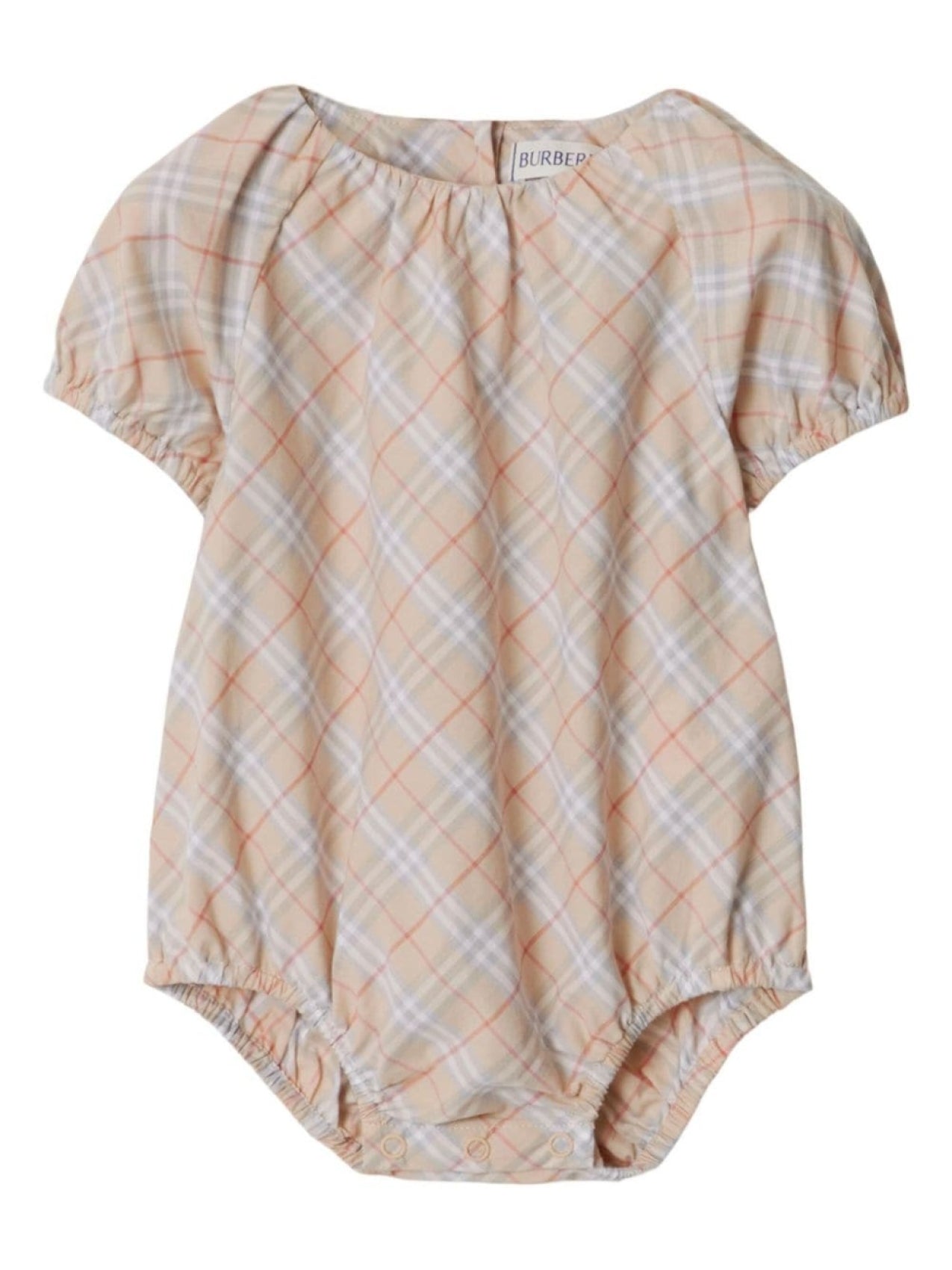 Burberry Kids Check Cotton Bodysuit, Beige