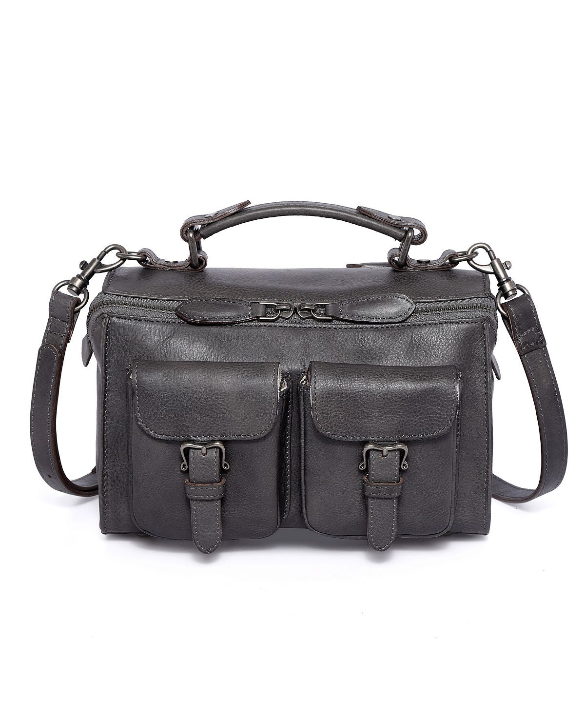 Women's shoulder bag Las Luna made of genuine leather OLD TREND, gray