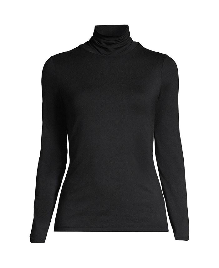 Lands' End Women's Lightweight Long Sleeve Petite Turtleneck black