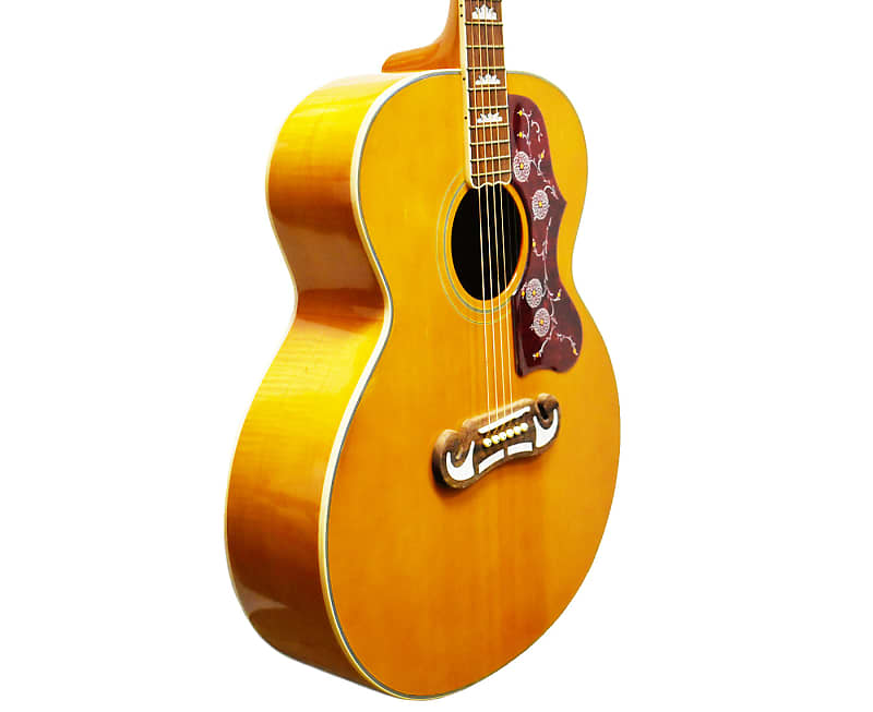 جيتار Epiphone مستوحى من جيتار Gibson J-200 Jumbo Acoustic-Electric ذو اللون الطبيعي العتيق اللامع