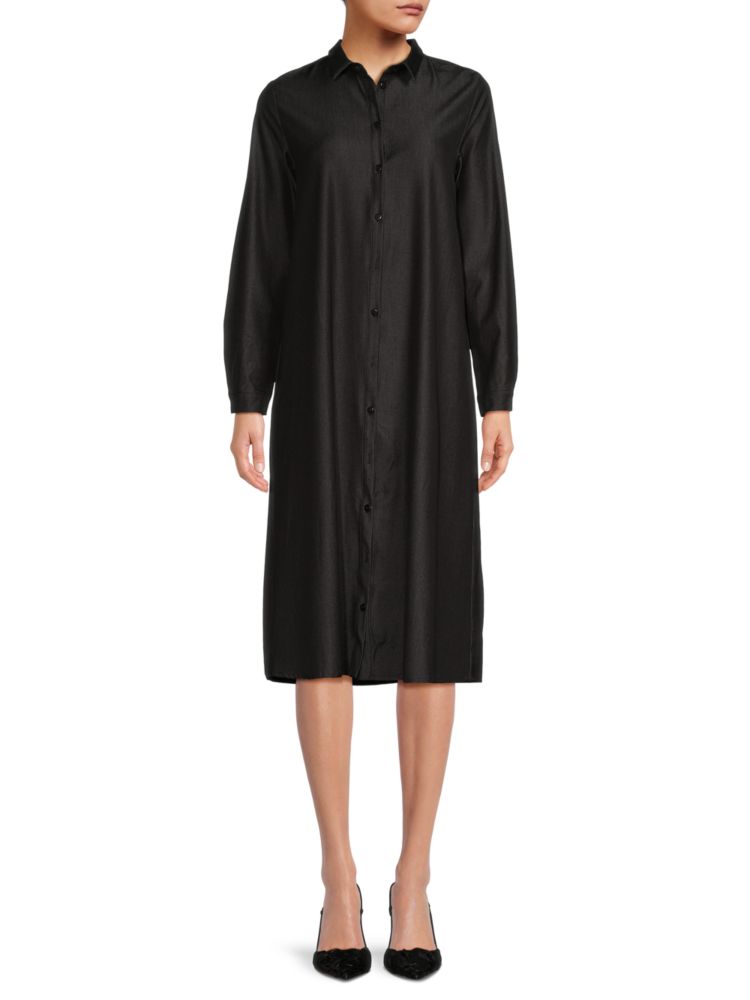 Solid midi shirt dress Yal New York, black