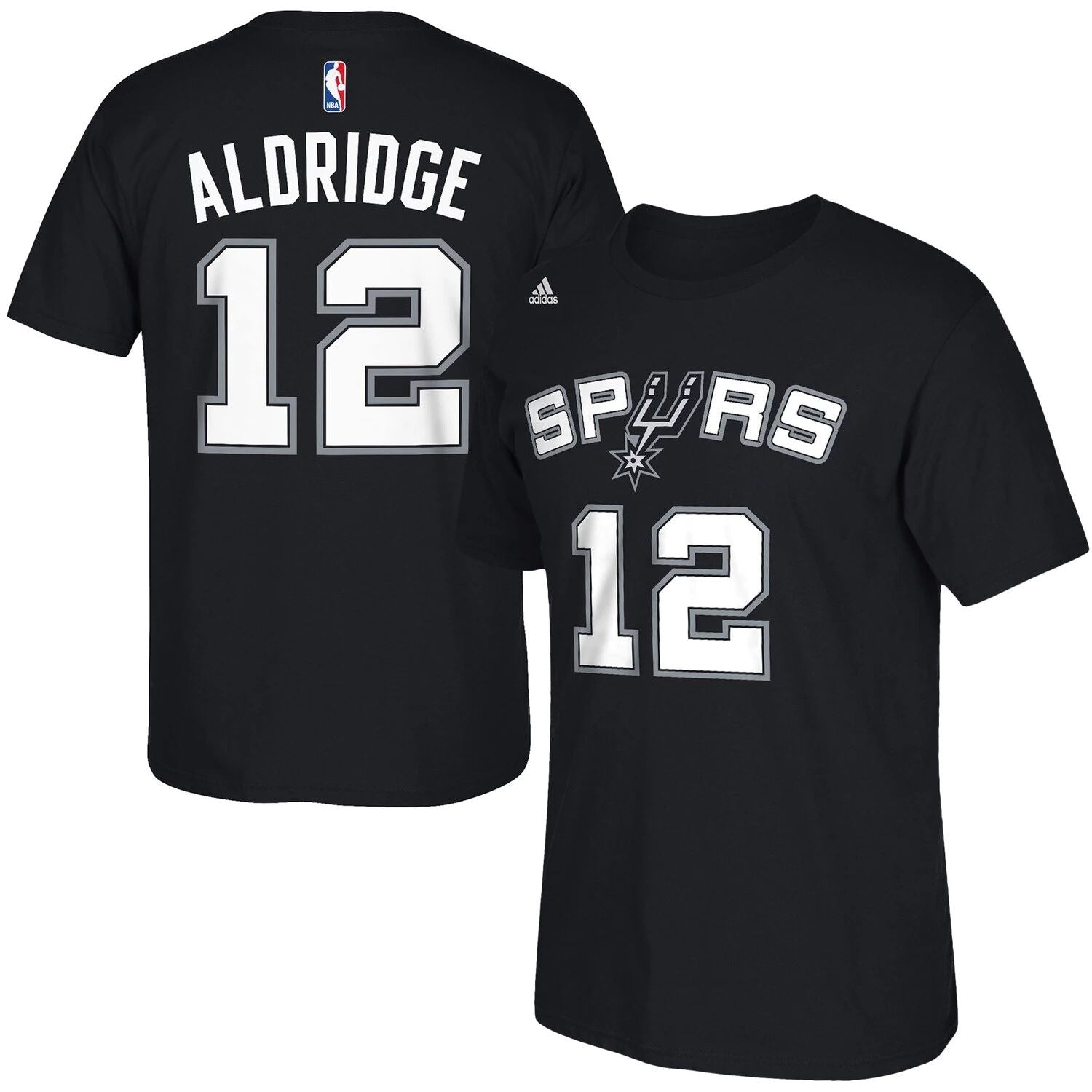 تي شيرت رجالي باللون الأسود من adidas LaMarcus Aldridge San Antonio Spurs