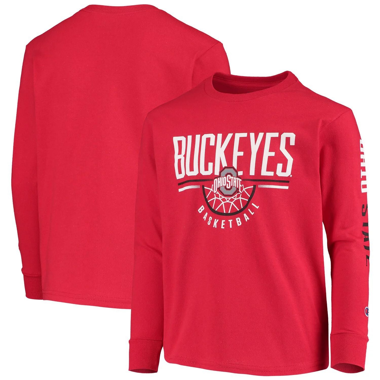 Scarlet Ohio State Buckeyes Champion Junior Basketball Long Sleeve T-Shirt