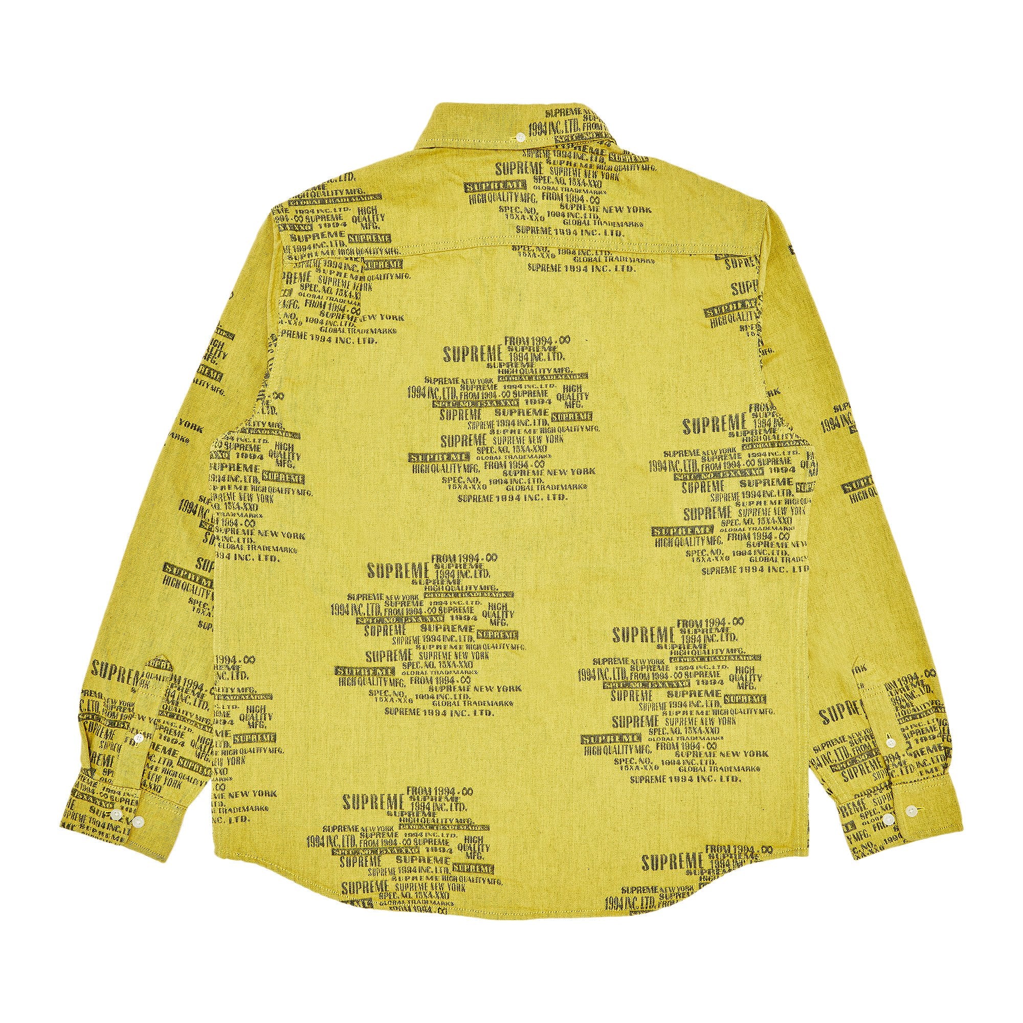 Supreme Washed Yellow Jacquard Denim Shirt