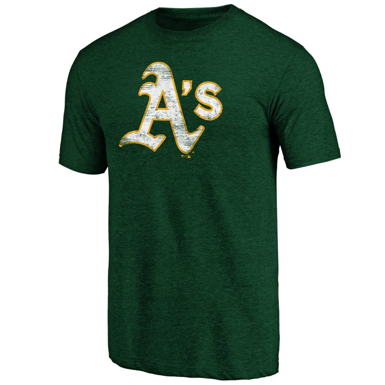 Men's Green Official Fanatics Oakland Athletics Weathered Tri-Blend T-Shirt