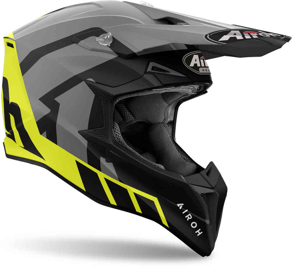 Wraaap Reloaded Airoh Motocross Helmet, Black/Grey/Yellow