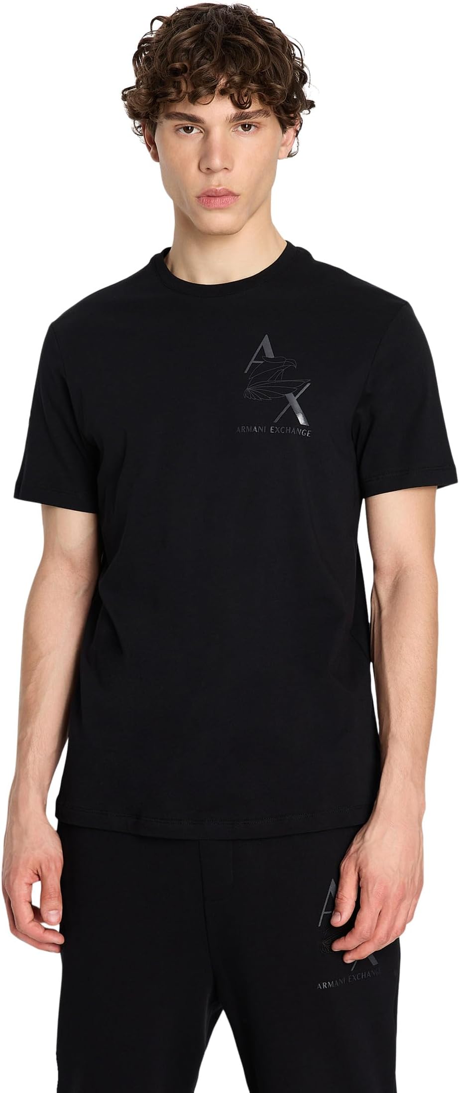 تي شيرت AX Eagle Armani Exchange Logo، أسود