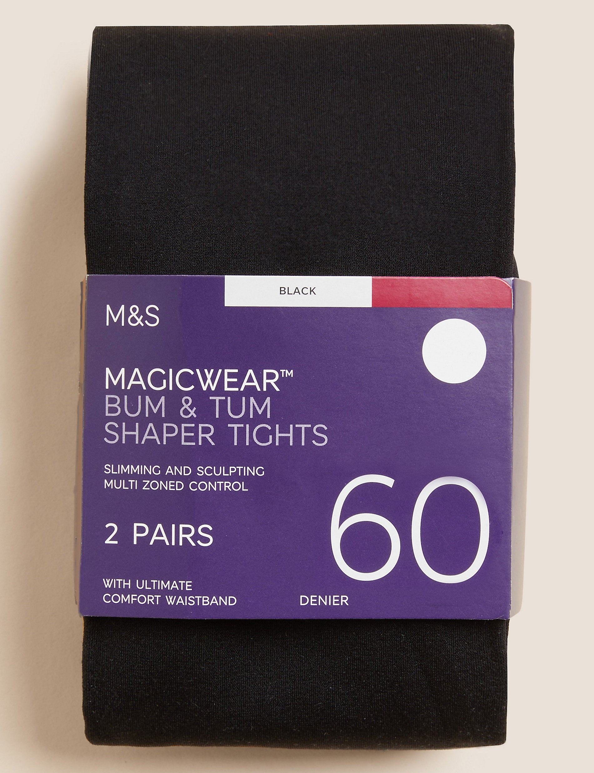 زوجان من الجوارب الضيقة Magicwear 60 denier من Marks &amp; Spencer، باللون الأسود