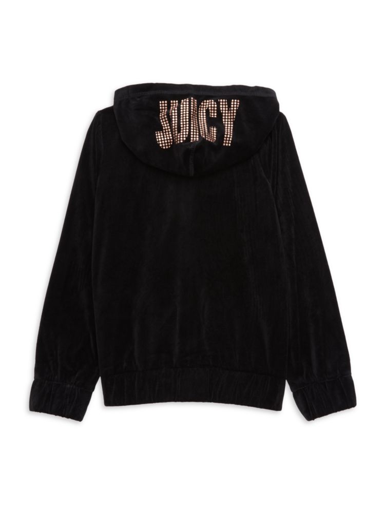 Juicy Couture Girls Velor Logo Sweatshirt, Black