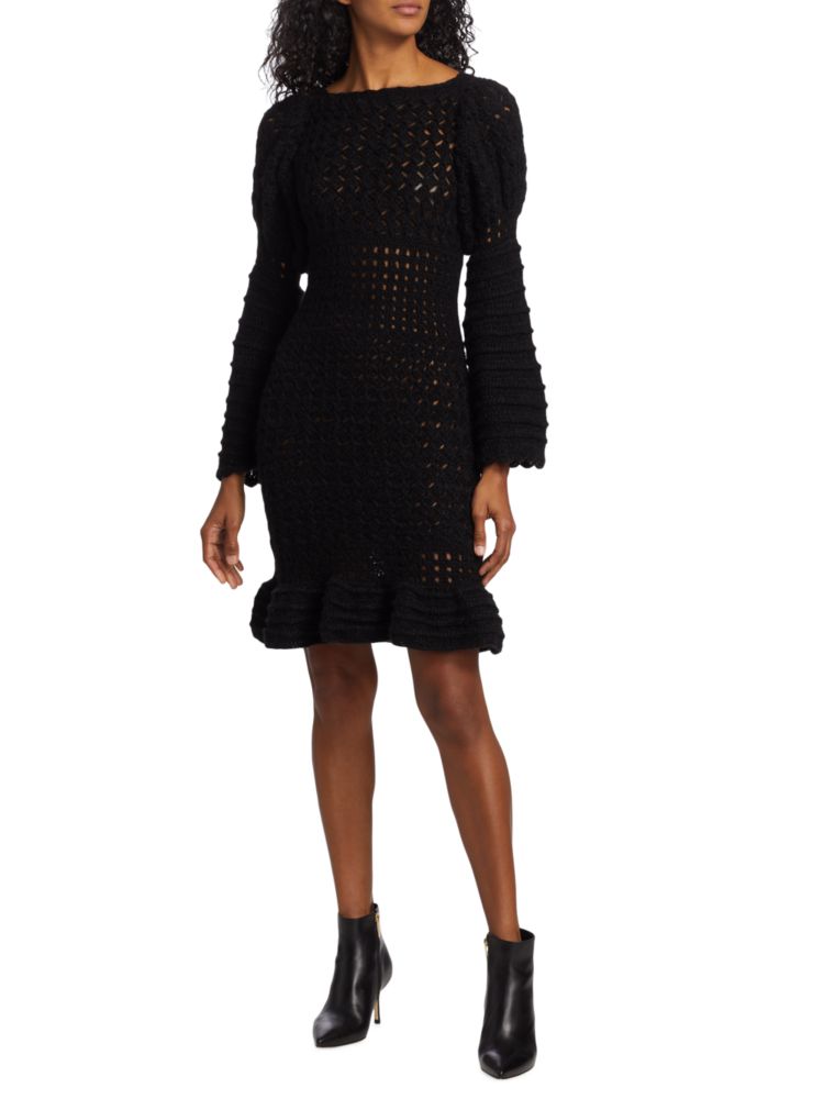 Rebirth Frederick Anderson Crochet Bubble Dress, Black