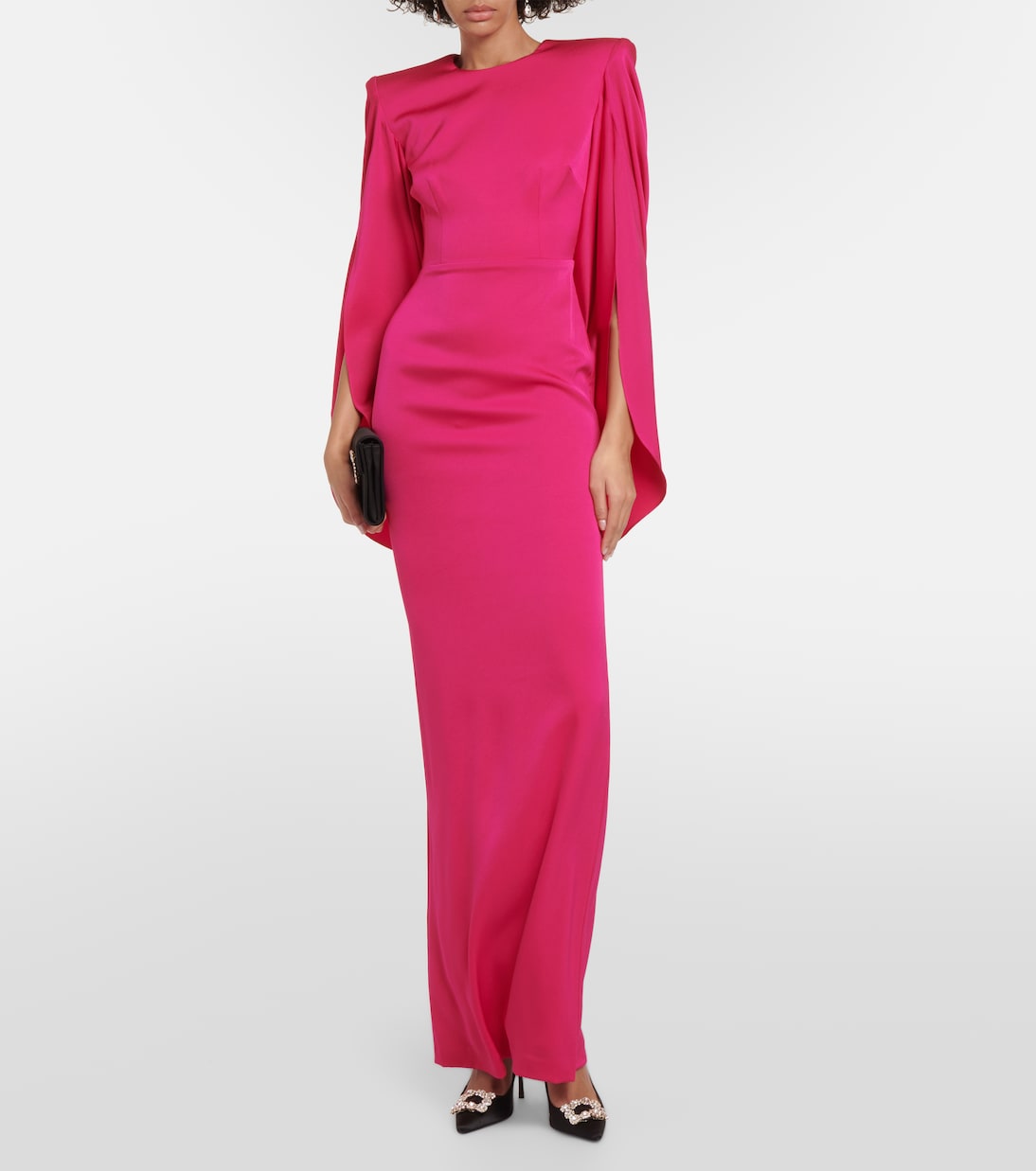 Alex Perry Satin Crepe Dress with Cape, Pink