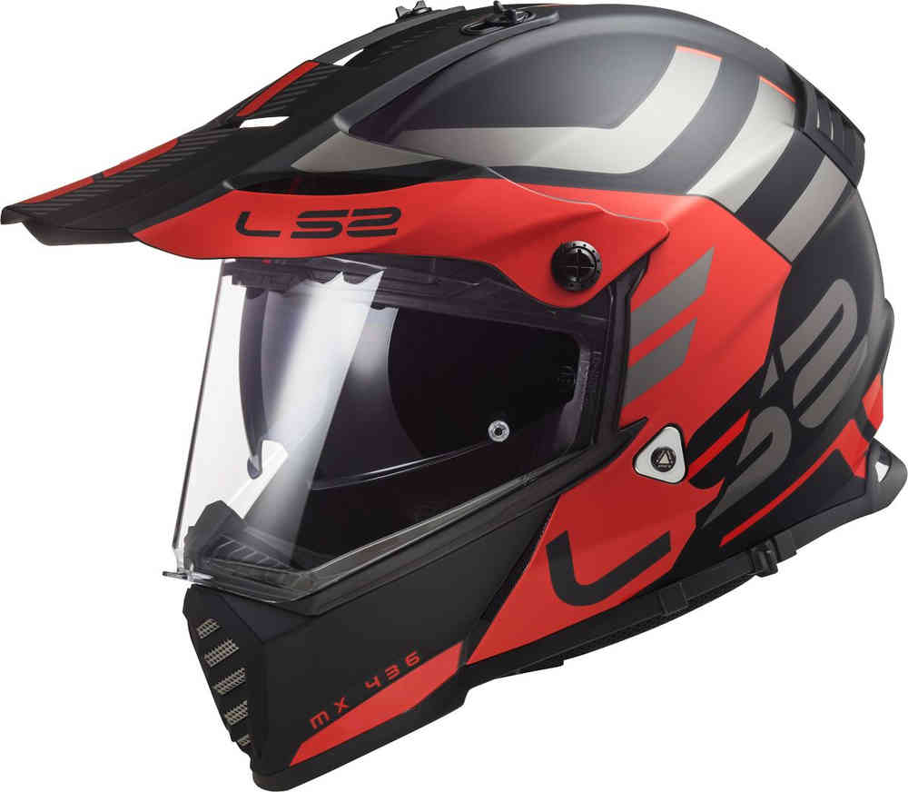 MX436 Pioneer Evo Adventurer LS2 Motocross Helmet Matte Black/Red