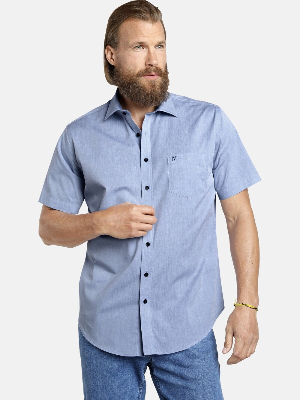 Comfortable button-down shirt Jan Vanderstorm Evin, blue/white