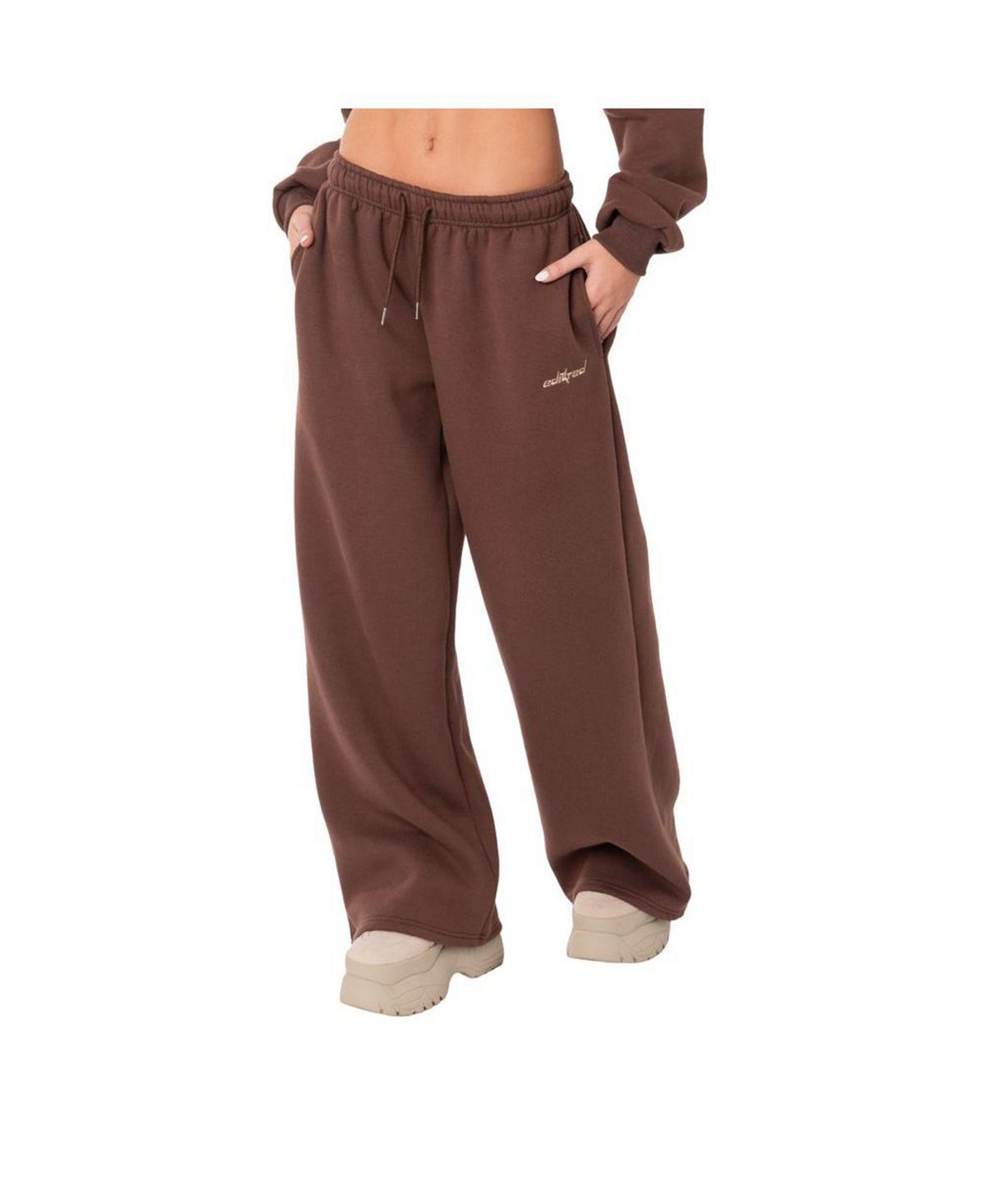 Women's Low Rise Wide Leg Graphic Sweatpants Edikted ,  brown