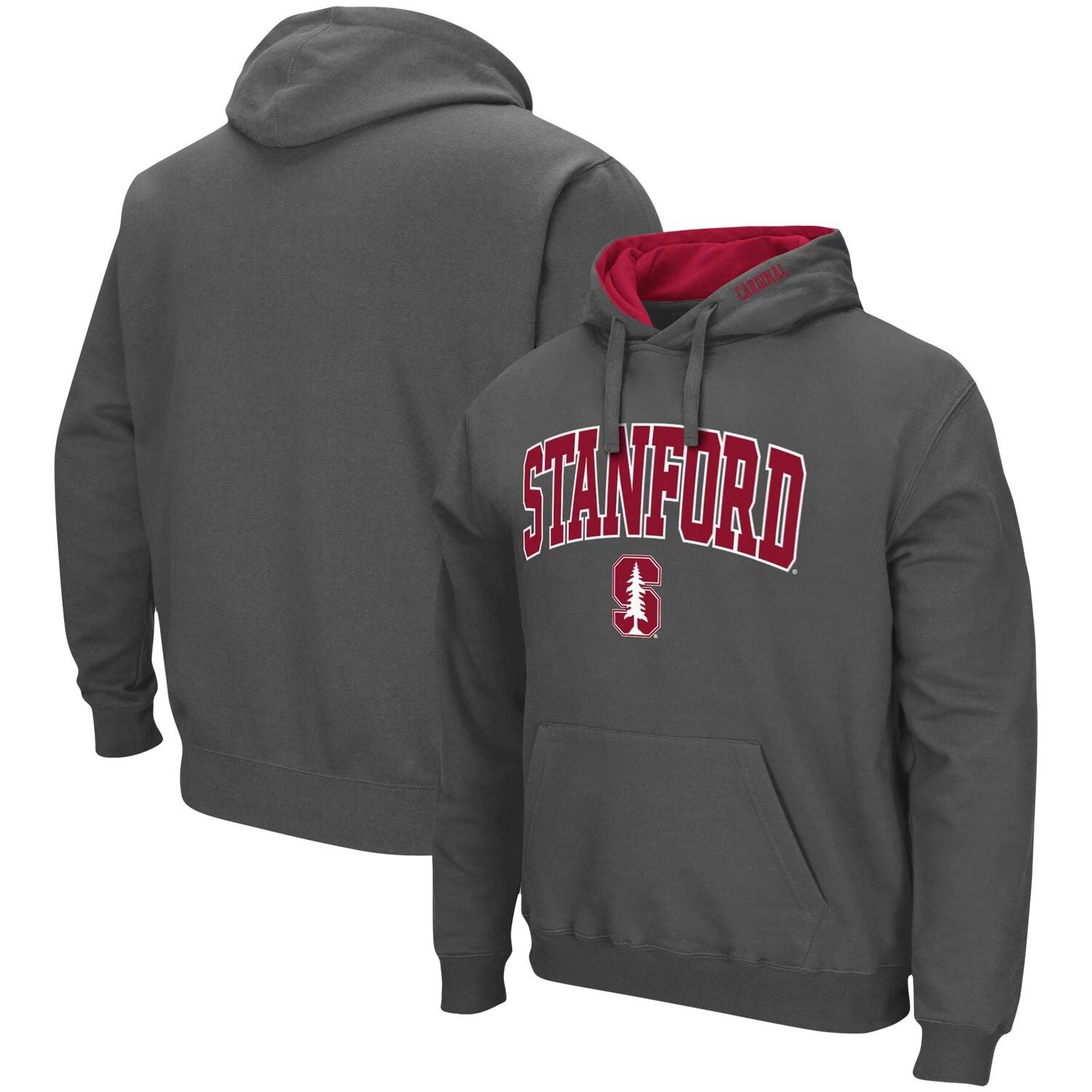 Stanford Cardinal Arch & Logo 3.0 Colosseum Men's Charcoal Pullover Hoodie