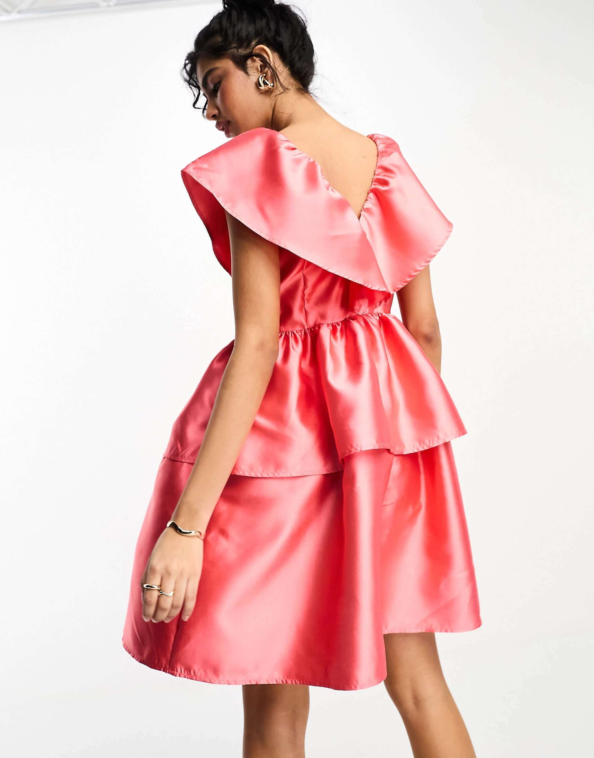 Vila coral mini dress with voluminous ruffles