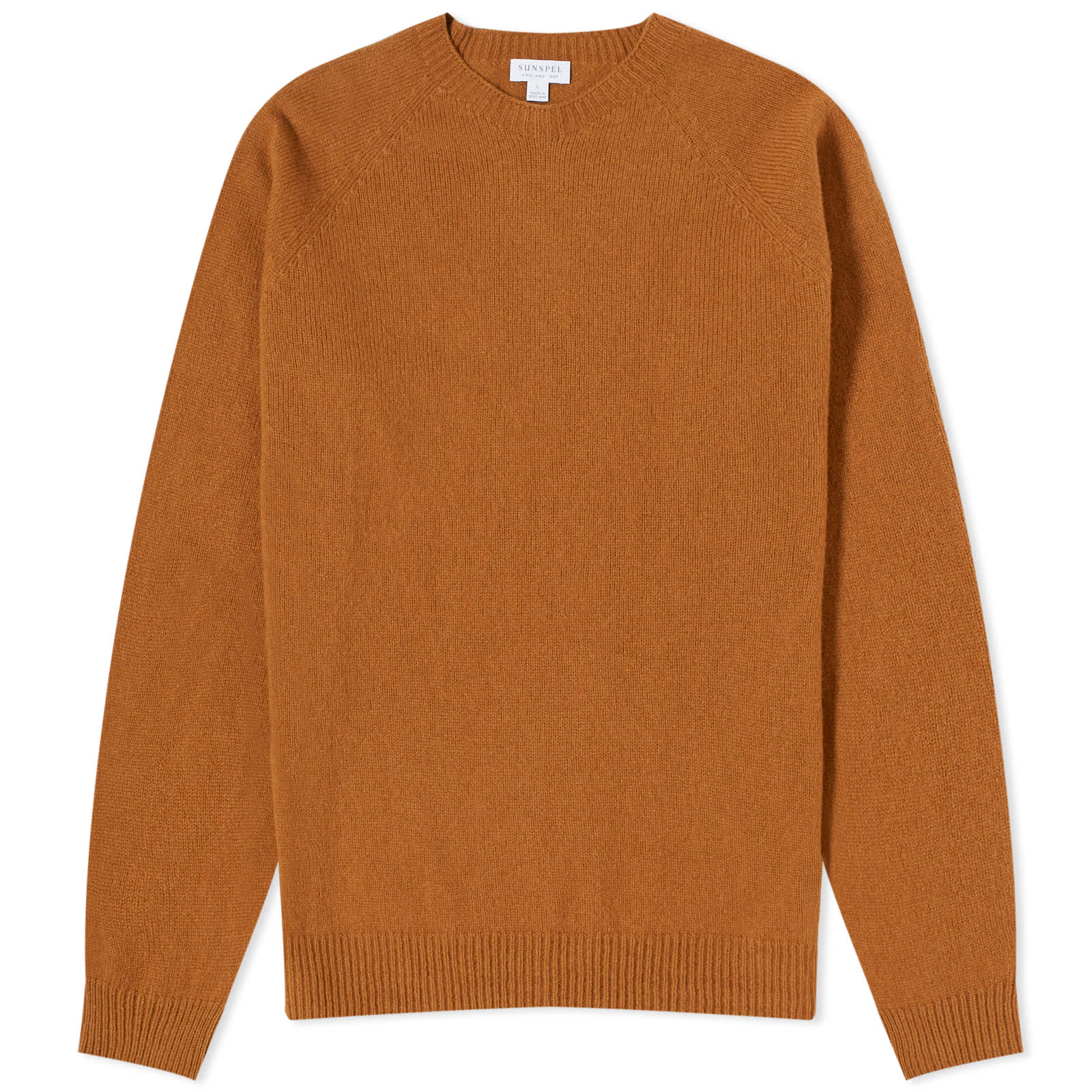 Sunspel Lambswool Jumper, Dark Camel