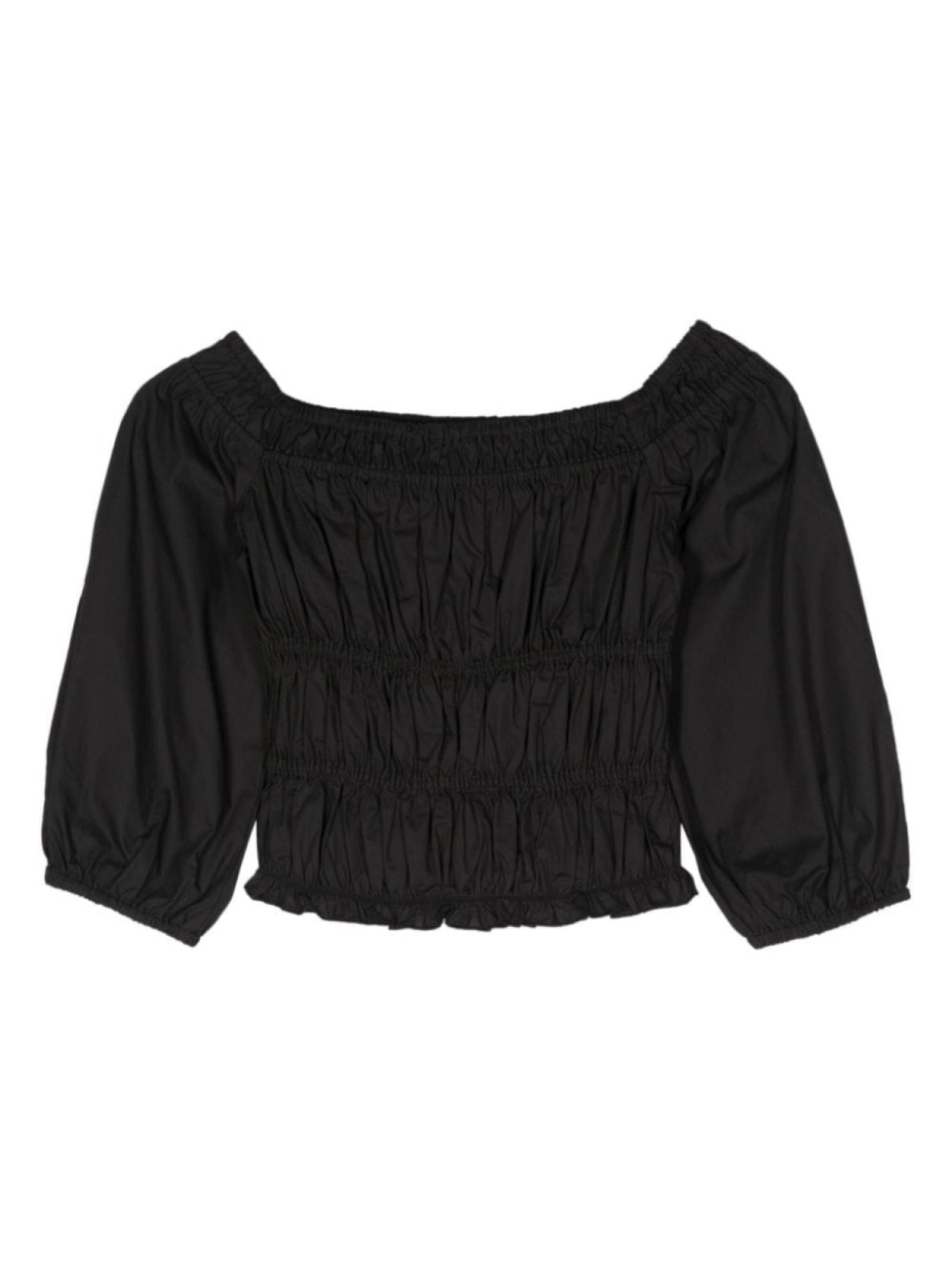 Patrizia Pepe Off-the-Shoulder Smocked Top, Black