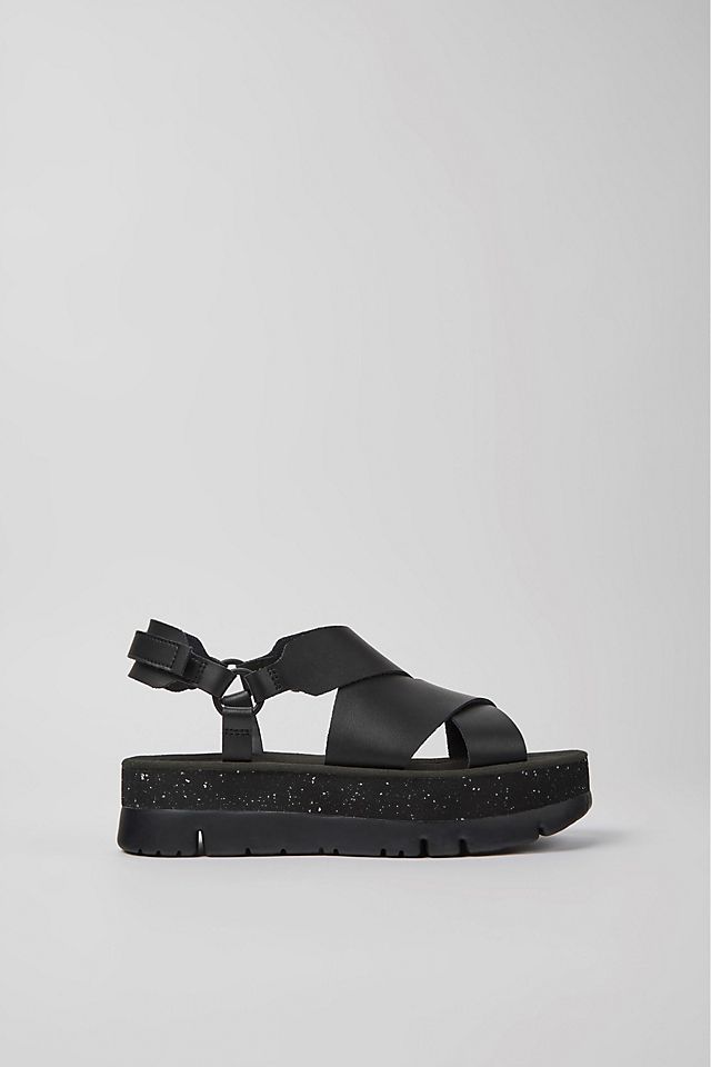 Camper Oruga Up leather sandals, black