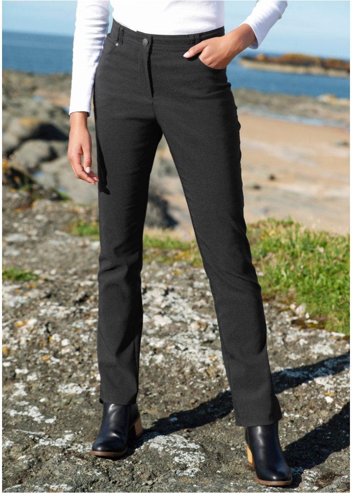 Bengal stretch trousers with a comfortable straight belt Bpc Bonprix Collection, black