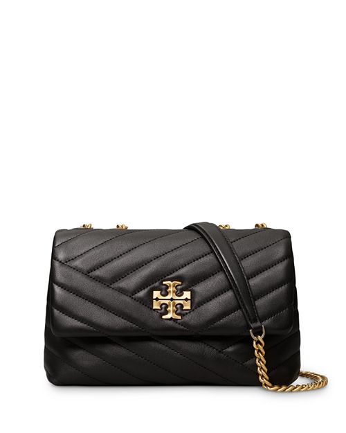 Kira Chevron Tory Burch Small Leather Crossbody Bag, Black