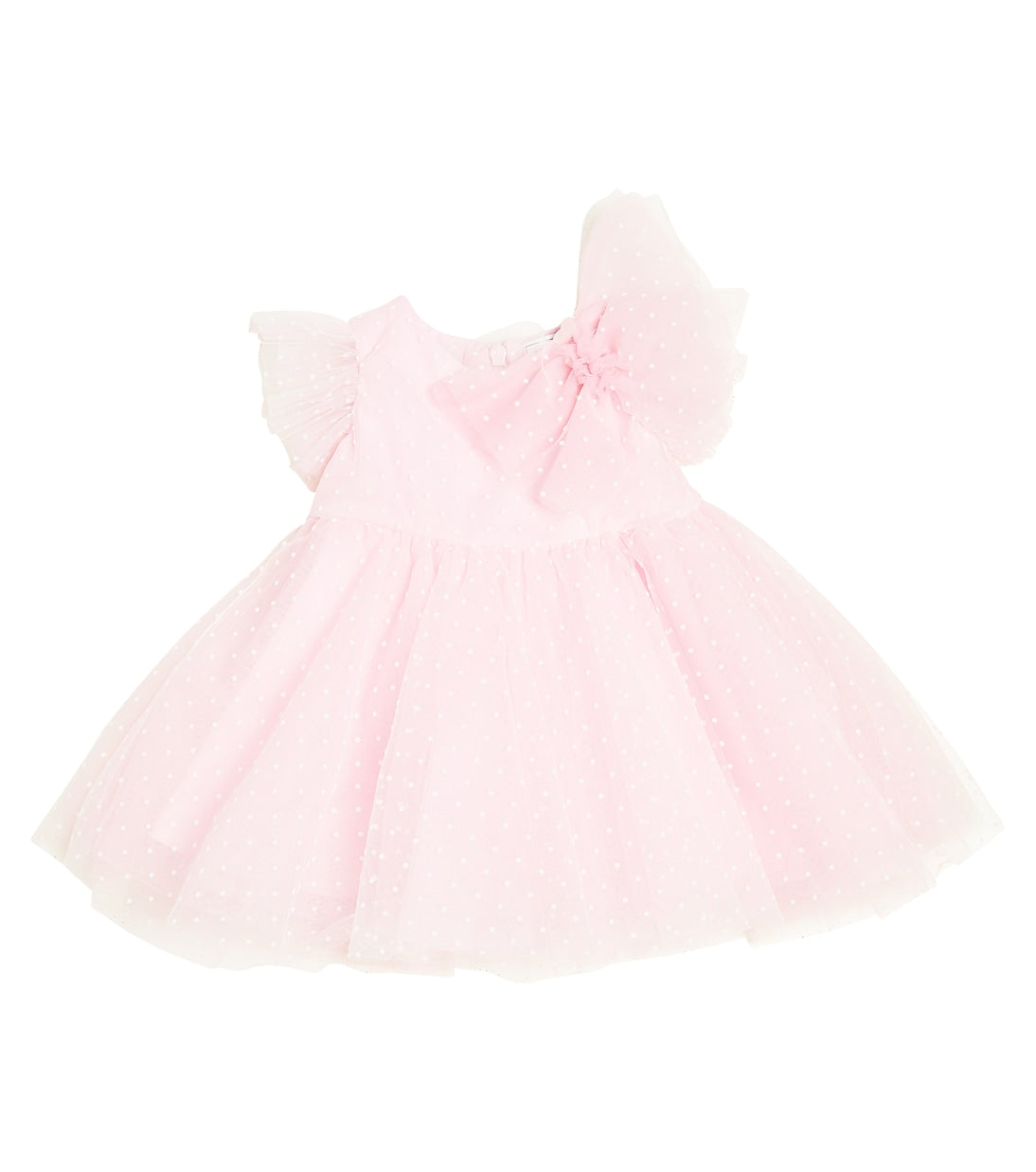 Children's tulle dress with polka dots and bow Monnalisa, pink